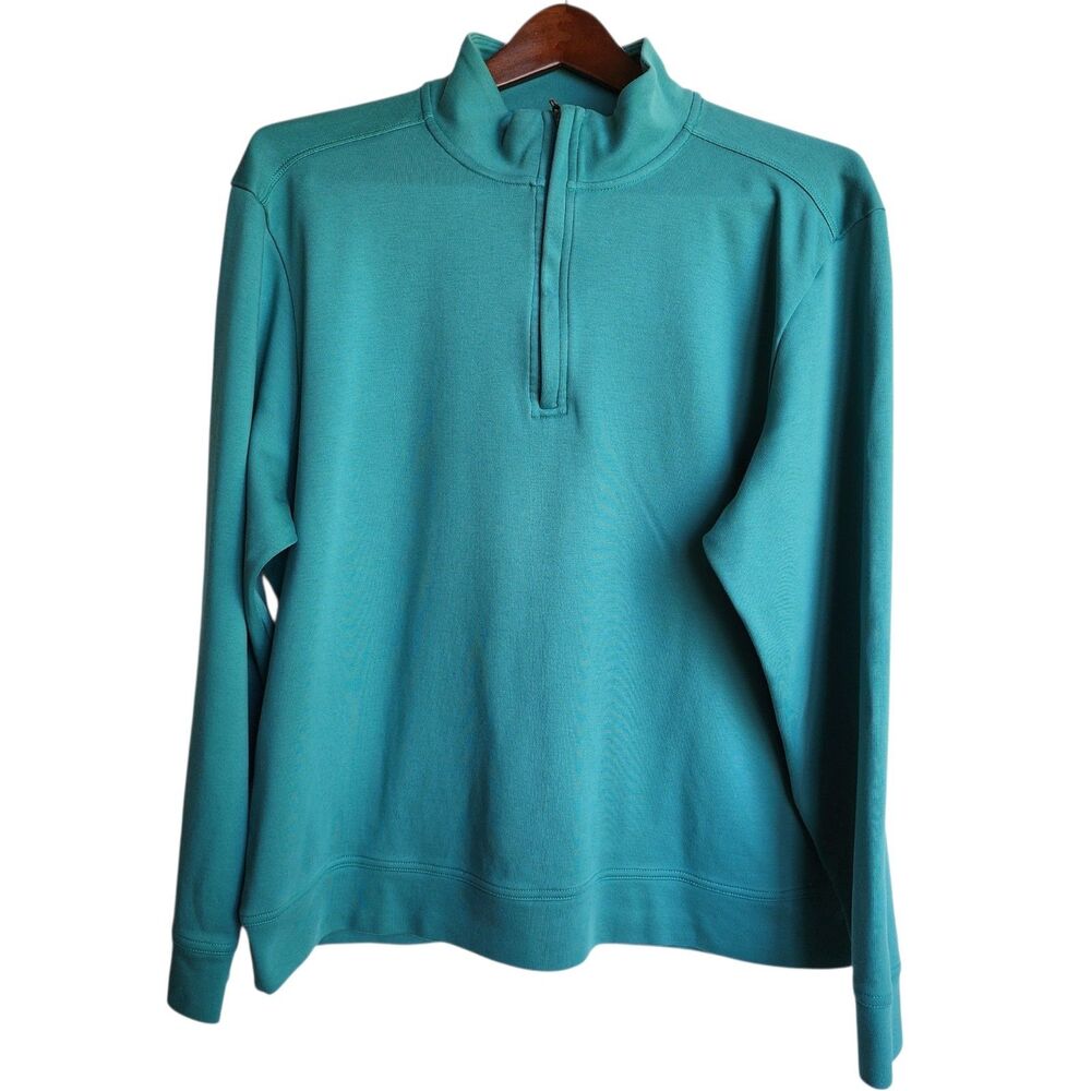 Tommy Bahama Men’s XL Teal 1/4 Zip Sweatshirt 100% Pima Cotton Marlin Logo